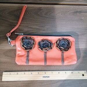 Boheme Orange Floral Wristlet Clutch